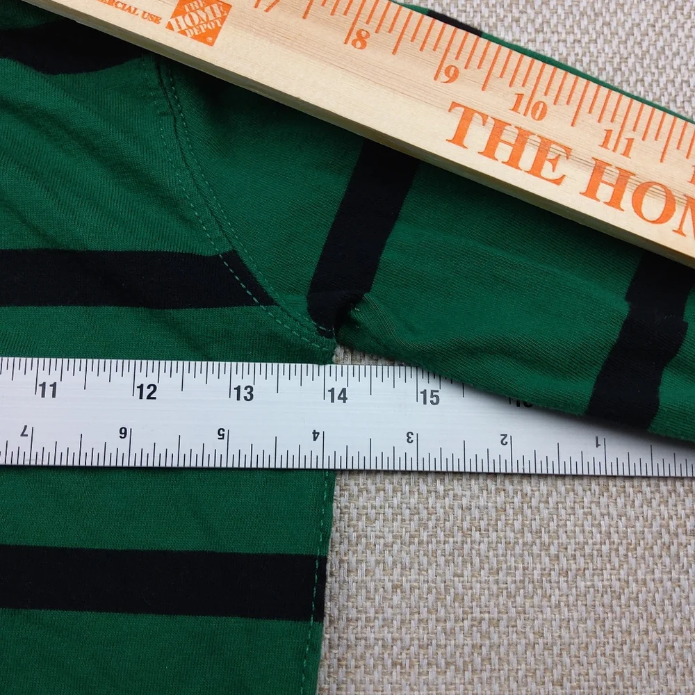 Polo Ralph Lauren, Hoodie L/S Collared Rugby Shirt ,Green W/ Black Stripes, Sz 4